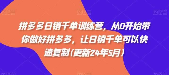 拼多多日销千单训练营，从0开始带你做好拼多多，让日销千单可以快速复制(更新24年12月)-红果网创