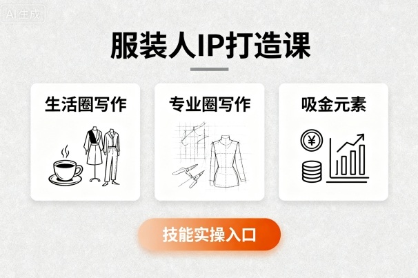 服装人IP打造课，文案创富+生活圈写作+专业圈写作+服装人专属+吸金元素+技能实操-红果网创