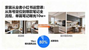 家装从业者小红书运营课：从账号定位到爆款笔记全流程，单篇笔记曝光10w+-红果网创