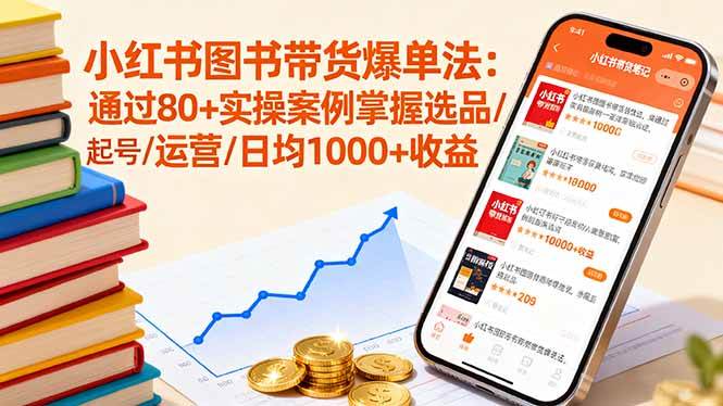 小红书图书带货爆单法：通过80+实操案例掌握选品/起号/运营/日均1000+收益-红果网创