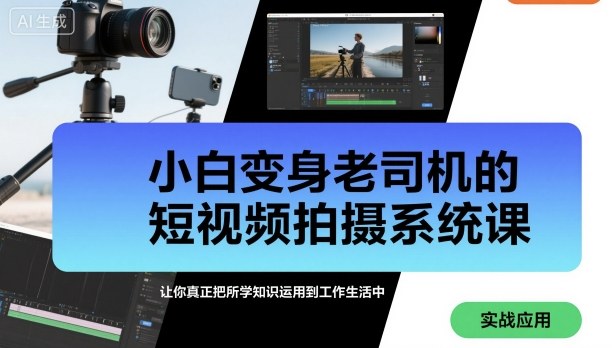 小白变身老司机的短视频拍摄系统课，让你真正把所学知识运用到工作生活中-红果网创