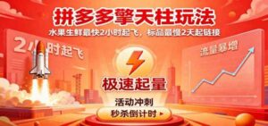 拼多多擎天柱玩法，水果生鲜最快2小时起飞，标品最慢2天起链接-红果网创