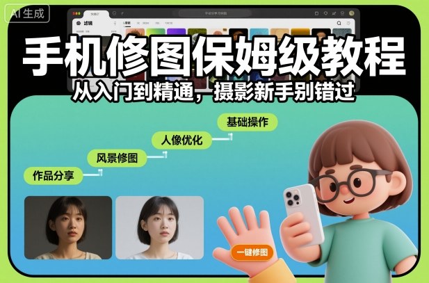 手机修图保姆级教程，从入门到精通，摄影新手别错过-红果网创