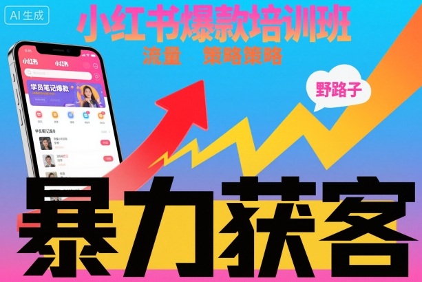 小红书爆款培训班，小红书获客野路子流量打法，暴力持续获客-红果网创