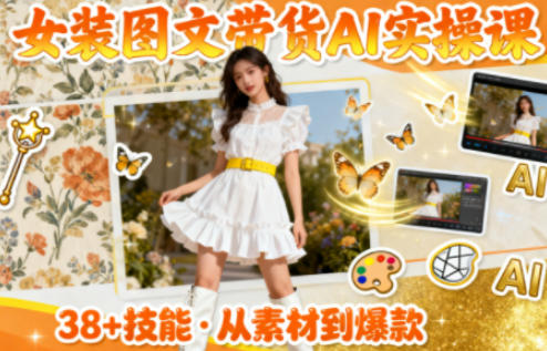 女装图文带货的AI实操课，覆盖38个实用技能，快速提升素材制作效率-红果网创