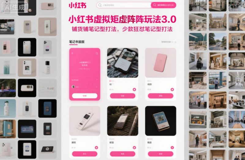 小红书虚拟矩阵玩法3.0，铺货铺笔记型打法，少款狂怼笔记型打法-红果网创