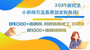 2025新玩法小和尚引流高质创业粉秘诀！日引300+高质粉，抗封效果绝了，…-红果网创
