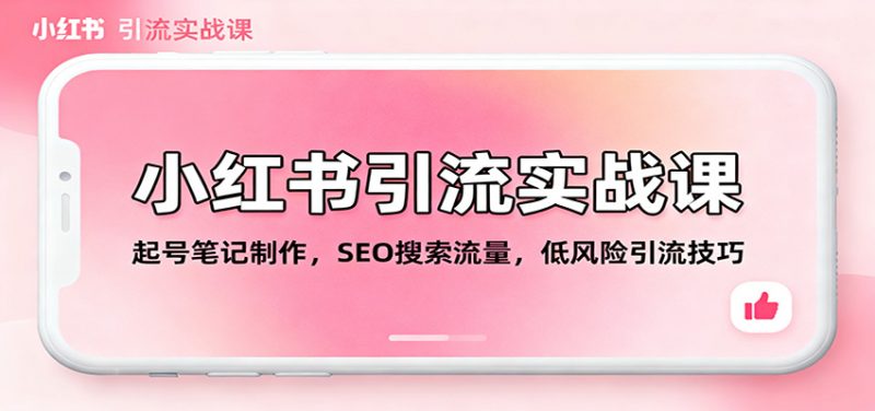 小红书引流实战课：起号笔记制作，SEO搜索流量，低风险引流技巧-红果网创