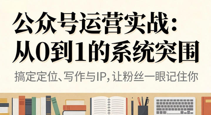 公众号运营实战，从定位到变现的全流程，从0到1的系统突围-红果网创