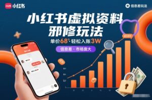 小红书虚拟资料邪修玩法，单价68，轻松入账3W，信息差玩法，市场庞大-红果网创
