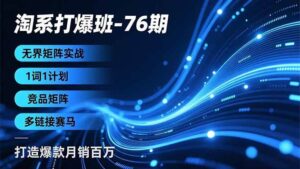 淘系打爆班-76期，无界矩阵实战，1词1计划、竞品矩阵、多链接赛马，打造爆款月销百万-红果网创