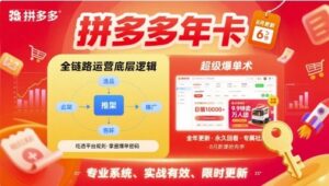 拼多多年卡，拼多多全链路运营底层逻辑，超级爆单术【更新12月】-红果网创