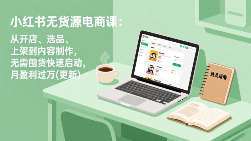 小红书无货源电商课：从开店、选品、上架到内容制作，无需囤货快速启动，月盈利过万(更新)-红果网创