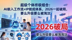 超级个体终极组合:AI嵌入工作流+IP做成体系,2026一起破局,要么升级要么被淘汰-红果网创