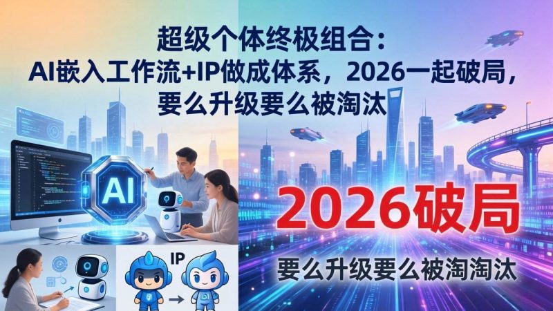 超级个体终极组合:AI嵌入工作流+IP做成体系,2026一起破局,要么升级要么被淘汰 -1 超级个体终极组合:AI嵌入工作流+IP做成体系,2026一起破局,要么升级要么被淘汰 -1