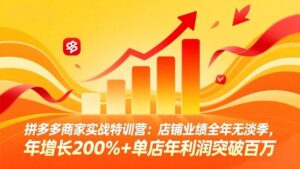拼多多商家实战特训营:店铺业绩全年无淡季,年增长200%+单店年利润突破百万(26年3月更新)-红果网创