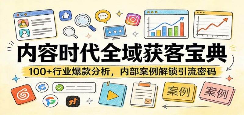 内容时代全域获客宝典：100+行业爆款分析，内部案例解锁引流密码-红果网创