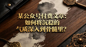 某公众号付费文章：如何将沉稳的气质深入到骨髓里？-红果网创