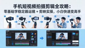 手机短视频拍摄剪辑全攻略：零基础学稳定器运镜 + 剪映实操，小白快速变高手-红果网创