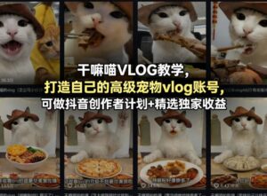 干嘛喵VLOG教学，打造自己的高级宠物vlog账号，可做抖音创作者计划+精选独家收益-红果网创