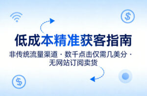 低成本精准获客指南，用非传统流量渠道，实现数千点击仅需几美分，不用网站也能搞订阅卖货-红果网创