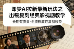 即梦AI拉新最新玩法之出镜复刻经典影视剧教学，长期有流量，全流程教你复制收益-红果网创