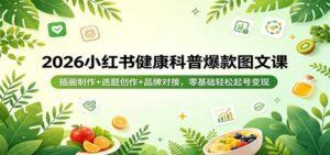 2026小红书健康科普爆款图文课:插画制作+选题创作+品牌对接,零基础轻松起号变现-红果网创