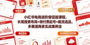 小红书电商进阶督促版课程,长尾搜索布局+微付费起号+截流选品,多赛道商家实战案例全程拆解-红果网创