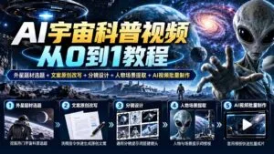 AI宇宙科普视频从0到1教程|外星题材选题+文案原创改写+分镜设计+人物场景提取+AI视频批量制作-红果网创