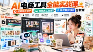 AI电商工具全能实战教学,视频混剪量产+电商美工出图+爆款复刻投放全教程-红果网创
