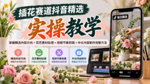 插花赛道抖音精选实操教学：掌握精选内容方向+花艺素材处理+视频节奏剪辑+中长内容制作完整方法-红果网创