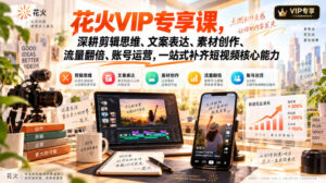 花火VIP专享课，深耕剪辑思维、文案表达、素材创作、流量翻倍、账号运营，一站式补齐短视频核心能力-红果网创