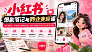 2026小红书爆款笔记与商业变现课：从平台算法、账号定位到爆款选题、图文视频制作与引流变现全流程-红果网创