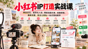 小红书ip打造实战课，商业定位、差异化人设、爆款选题文案、拍摄剪辑、搜索流量、安全公转私一站式落地教学-红果网创