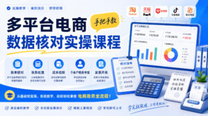 多平台电商数据核对实操课程，手把手教账单核对、账务处理、成本结转、个体户税务申报与发票开具-红果网创