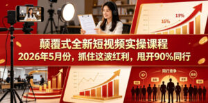 颠覆式全新短视频实操课程，抓住这波红利，甩开90%同行(更新2026年9月份)-红果网创