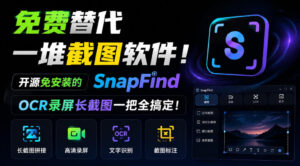 免费替代一堆截图软件！开源免安装的SnapFind，OCR录屏长截图一把全搞定！-红果网创