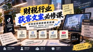 财税短视频获客系统课：掌握选题标题、黄金开场、四大文案结构及拍摄剪辑发布完整方法-红果网创