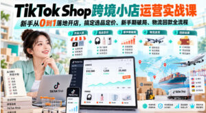 TikTok Shop跨境小店运营实战课，新手从0到1落地开店，搞定选品定价、新手期破局、物流回款全流程-红果网创
