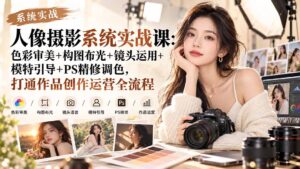 【无水印】人像摄影系统实战课：色彩审美+构图布光+镜头运用+模特引导+PS精修调色，打通作品创作运营全流程-红果网创