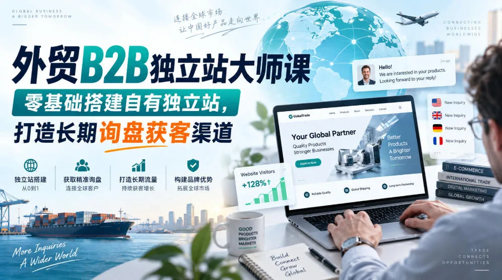 外贸B2B独立站大师课，零基础搭建自有独立站，打造长期询盘获客渠道 - 红果网创-红果网创
