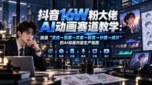 抖音16W粉大佬规则门禁AI动画赛道教学:跑通“定位→包装→文案→配音→分镜→成片”的AI动画内容生产链路-红果网创