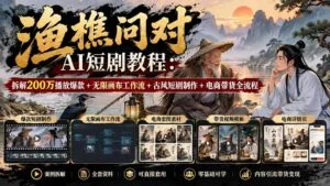 【无水印】渔樵问对AI短剧教程:拆解200万播放爆款+无限画布工作流+古风短剧制作+电商带货全流程-红果网创