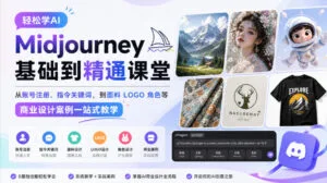 轻松学AI Midjourney基础到精通课堂,从账号注册、指令关键词,到面料LOGO角色等商业设计案例一站式教学-红果网创
