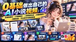 0基础做出自己的AI小说视频:合规找素材+小说转剧本+人物场景生成+AI视频制作+剪辑包装+平台发布与收益变现-红果网创