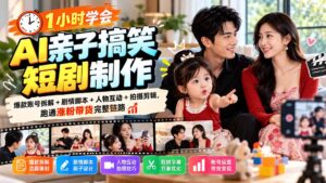 1小时学会AI亲子搞笑短剧制作:爆款账号拆解+剧情脚本+人物互动+拍摄剪辑,跑通涨粉带货完整链路-红果网创