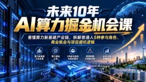 未来10年AI算力掘金机会课：看懂算力新基建产业链，拆解普通人5种参与角色、商业机会与项目避坑逻辑-红果网创