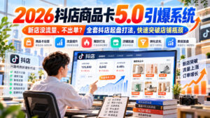 2026抖店商品卡5.0引爆店铺流量，新店没流量、不出单？全套抖店起盘打法，快速突破店铺瓶颈-红果网创