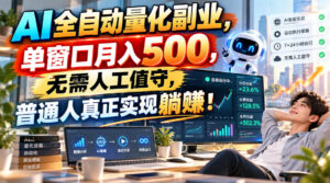 AI全自动量化副业，单窗口月入500，无需人工值守，普通人真正实现躺賺-红果网创