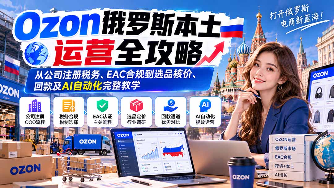 Ozon俄罗斯本土运营全攻略：从公司注册税务、EAC合规到选品核价、回款及AI自动化完整教学 - 红果网创-红果网创